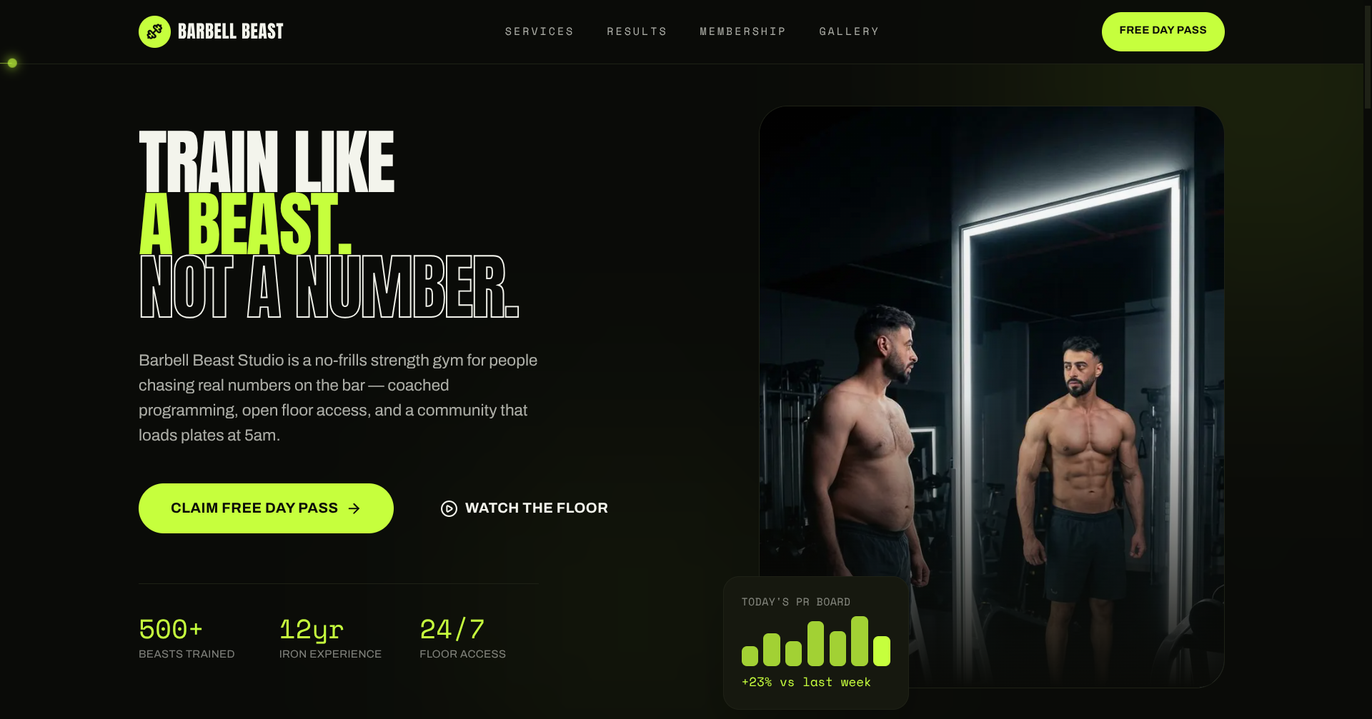 Barbell Beast Studio landing page